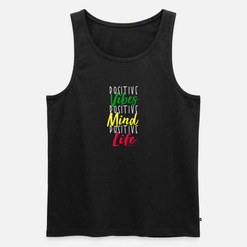 Positive Vibes Mindset Motiv - Männer Premium Bio Tank Top - Schwarz