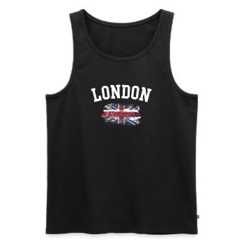 London Grunge Union Flag Tee - Men's Premium Organic Tank Top - black - Front - AI Model Male 178 light (178cm)