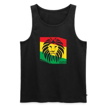Lion in Rasta style - Men's Premium Organic Tank Top - black - Front - AI Model Male 178 light (178cm)