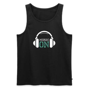 Kopfhörer Musik Liebe DJ Techno Hip Hop Logo icon - Männer Premium Bio Tank Top - Schwarz - Vorne - Michal (187cm)