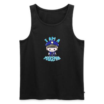 I Am a Policeman Cartoon - Männer Premium Bio Tank Top - Schwarz - Vorne - AI Model Male 178 light (178cm)