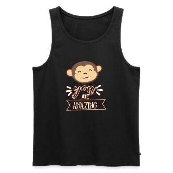 Affe - Männer Premium Bio Tank Top - Schwarz - Vorne - Michal (187cm)