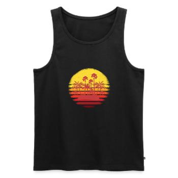 Dreaming Palm Island romantic sunset - Men's Premium Organic Tank Top - black - Front - Michal (187cm)