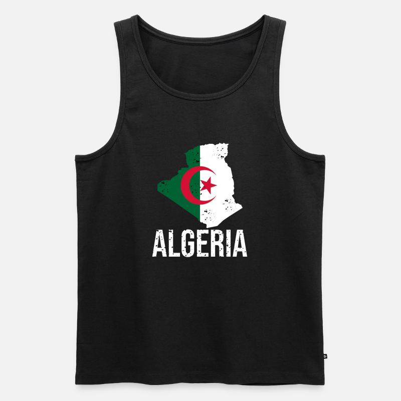 Algerische Flagge im Karten-Design - Männer Premium Bio Tank Top - Schwarz
