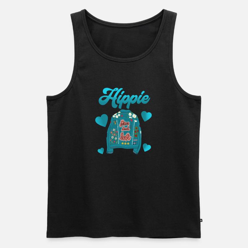 Hippie - Männer Premium Bio Tank Top - Schwarz