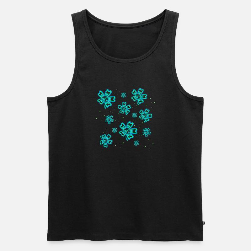 Blumenmuster türkis, blumendrucke mädchen - Männer Premium Bio Tank Top - Schwarz