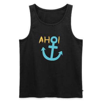 Ahoi Anker Meer Sommer Sonne Hafen See - Männer Premium Bio Tank Top - Schwarz - Vorne - Michal (187cm)