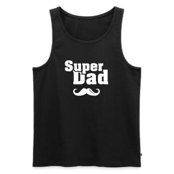 Super Vater Bart cool Dad Logo Symbol Spruch - Männer Premium Bio Tank Top - Schwarz - Vorne - AI Model Male 178 light (178cm)