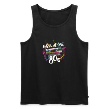 Fabriqué dans les années 80 Cassette des années 80 - Débardeur bio Premium Homme - noir - Devant - AI Model Male 178 light (178cm)