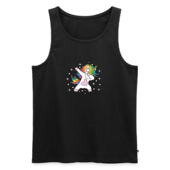 Unicorn Dab Rainbow - Men's Premium Organic Tank Top - black - Front - AI Model Male 178 light (178cm)