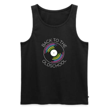 retro vinyl records turntables turntable icon - Men's Premium Organic Tank Top - black - Front - AI Model Male 178 light (178cm)