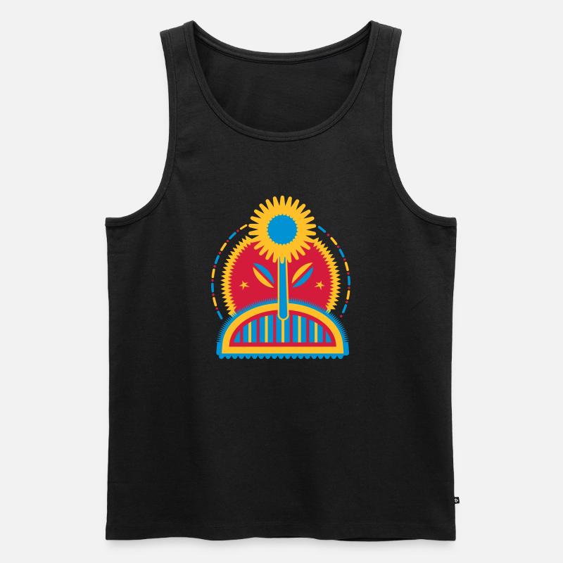 große leuchtende Sonnenblume im Blumenbeet - Männer Premium Bio Tank Top - Schwarz