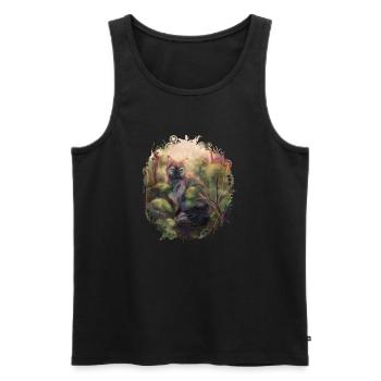 Chat sauvage dans la forêt - Débardeur bio Premium Homme - noir - Devant - AI Model Male 178 light (178cm)
