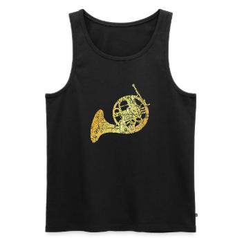 French Horn, Jagdhorn, Horn (Goldgelb) - Männer Premium Bio Tank Top - Schwarz - Vorne - Michal (187cm)