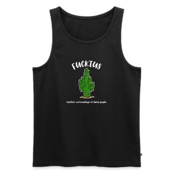 Cactus Fucktus Funny Humorous Saying Stupid Stupid - Men's Premium Organic Tank Top - black - Front - AI Model Male 178 light (178cm)