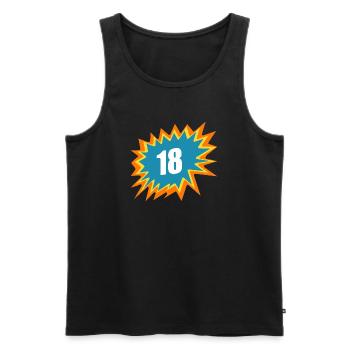 18 colorful, 18, 18. GB, of age - Men's Premium Organic Tank Top - black - Front - AI Model Male 178 light (178cm)
