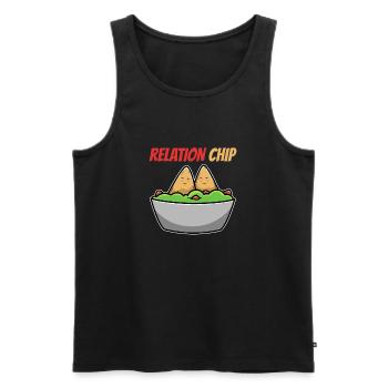 Humorvolle Avocado-Paare mit Relation Chip - Männer Premium Bio Tank Top - Schwarz - Vorne - AI Model Male 178 light (178cm)