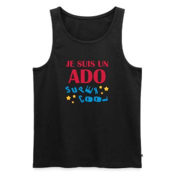 adolescent / enfant / ado / adolescente - Débardeur bio Premium Homme - noir - Devant - AI Model Male 178 light (178cm)