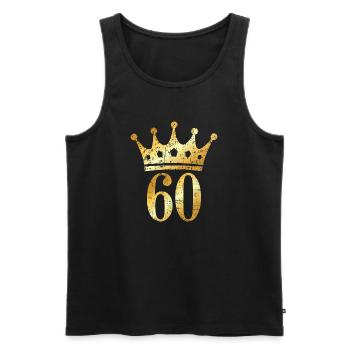 60. Geburtstag Geschenk mit Krone (Goldgelb) - Männer Premium Bio Tank Top - Schwarz - Vorne - Michal (187cm)