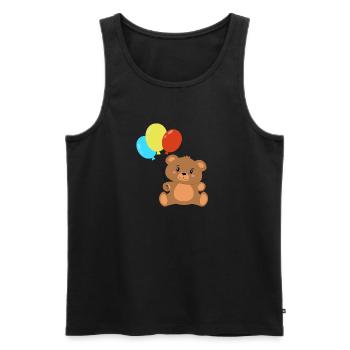 Teddybär mit Luftballons - Männer Premium Bio Tank Top - Schwarz - Vorne - AI Model Male 178 light (178cm)