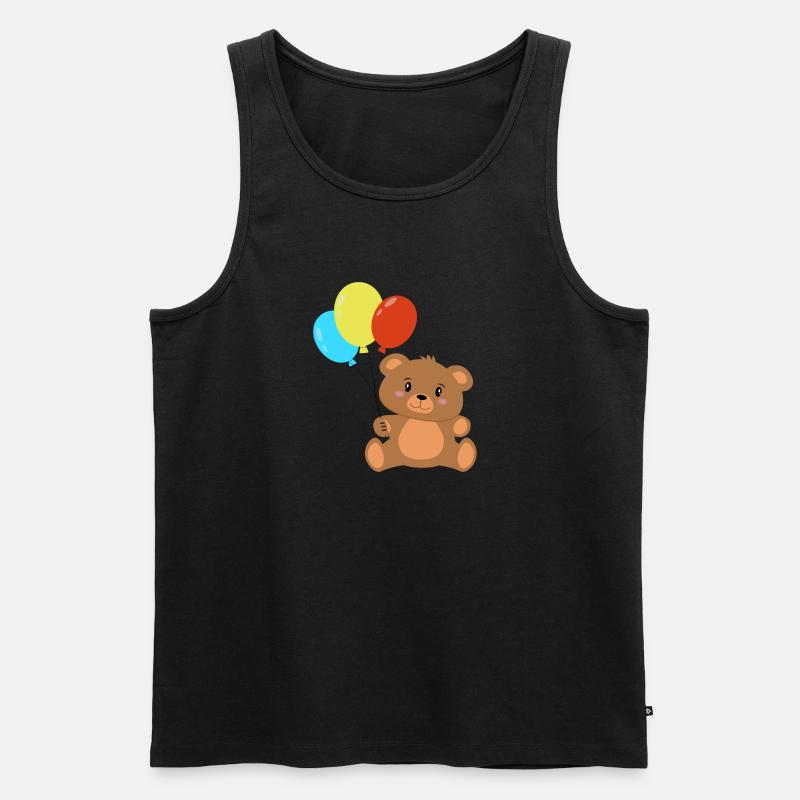 Teddybär mit Luftballons - Männer Premium Bio Tank Top - Schwarz