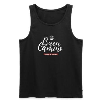 Buen Camino Jakobsweg Camino de Santiago - Men's Premium Organic Tank Top - black - Front - AI Model Male 178 light (178cm)