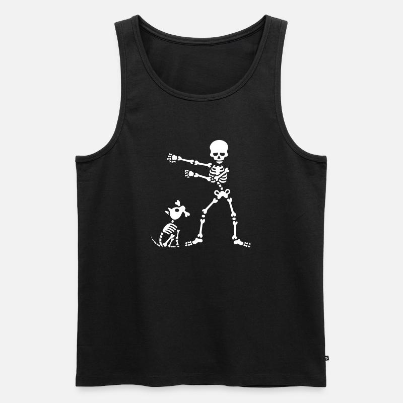 Flossing floss  Skelett Hund Tanz - Männer Premium Bio Tank Top - Schwarz
