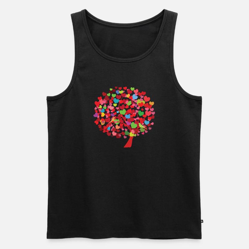 Herzbaum Illustration mit bunten Blättern - Männer Premium Bio Tank Top - Schwarz