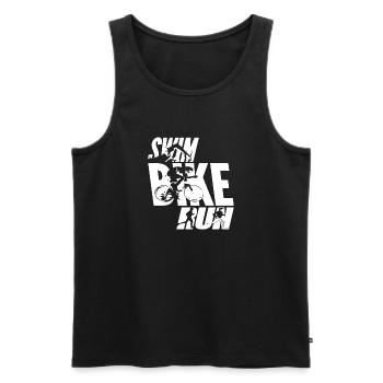Swim Bike Run - Men's Premium Organic Tank Top - black - Front - Michal (187cm)