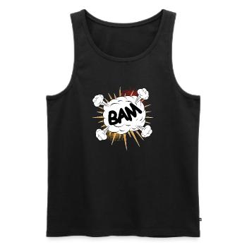 Bam comic fight cloud for your own texts & motifs - Men's Premium Organic Tank Top - black - Front - AI Model Male 178 light (178cm)