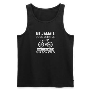 Sous estimer retraité vélo humour cycliste drôles - Débardeur bio Premium Homme - noir - Devant - Michal (187cm)