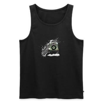 Defender Splash Rear - Men's Premium Organic Tank Top - black - Front - AI Model Male 178 light (178cm)