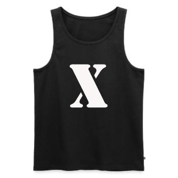 White X Symbol Minimal Typography Design - Männer Premium Bio Tank Top - Schwarz - Vorne - AI Model Male 178 light (178cm)