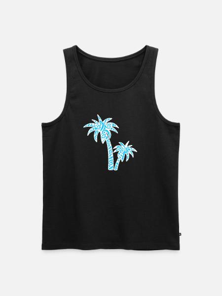 Tropic Wave Abstract Palm Design - Men's Premium Organic Tank Top - black