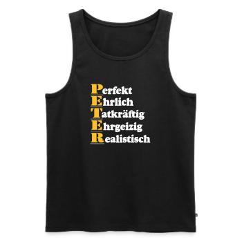 Peter , Vorname,Namensschild,Name,Fun Shirt (25) - Männer Premium Bio Tank Top - Schwarz - Vorne - Michal (187cm)