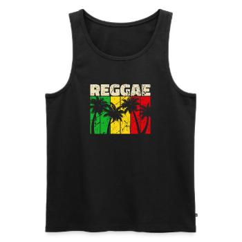 Reggae Reggaemusik Jamaika Urlaub Karibik Palmen - Männer Premium Bio Tank Top - Schwarz - Vorne - AI Model Male 178 light (178cm)