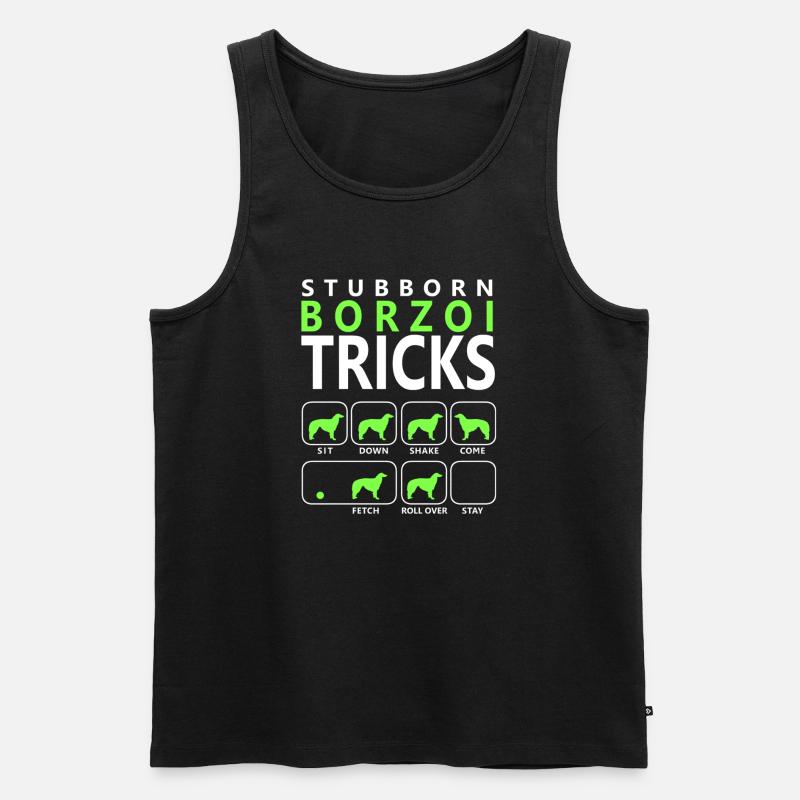 Hartnäckige Borzoi-Tricks - Männer Premium Bio Tank Top - Schwarz