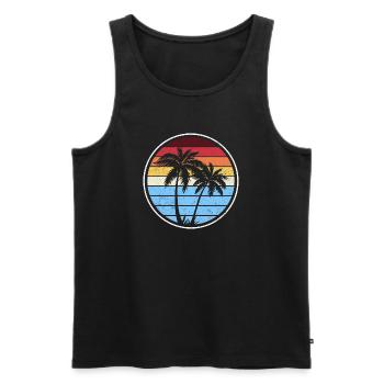 Retro Palm Sunset Circle - Men's Premium Organic Tank Top - black - Front - AI Model Male 178 light (178cm)