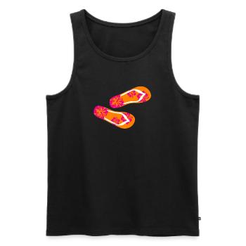 Badelatschen Hibiskus Flip Flops Sommer Urlaub Fun - Männer Premium Bio Tank Top - Schwarz - Vorne - AI Model Male 178 light (178cm)