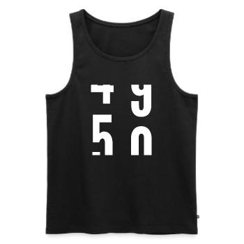 50 years - Men's Premium Organic Tank Top - black - Front - Michal (187cm)