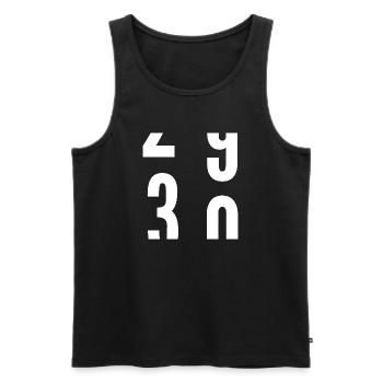30 years - Men's Premium Organic Tank Top - black - Front - Michal (187cm)