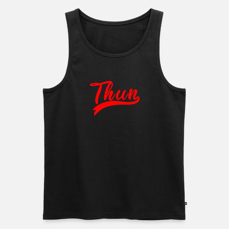 Thun Script Rot Logo - Männer Premium Bio Tank Top - Schwarz