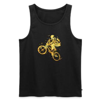 Bike - BMX - Fahrrad - Mountainbike - Gold - BMX - Männer Premium Bio Tank Top - Schwarz - Vorne - AI Model Male 178 light (178cm)