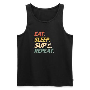 Stand Up Paddle Eat Sleep SUP Repeat Paddleboard - Men's Premium Organic Tank Top - black - Front - AI Model Male 178 light (178cm)
