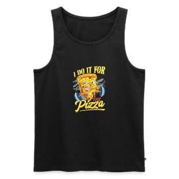 Haltère à pizza Je ne suis ici que pour la pizza - Débardeur bio Premium Homme - noir - Devant - AI Model Male 178 light (178cm)
