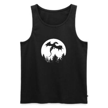 Dragon in front of moon in a forest - Men's Premium Organic Tank Top - black - Front - AI Model Male 178 light (178cm)