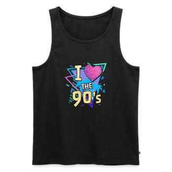 90's nineties vintage - Men's Premium Organic Tank Top - black - Front - AI Model Male 178 light (178cm)