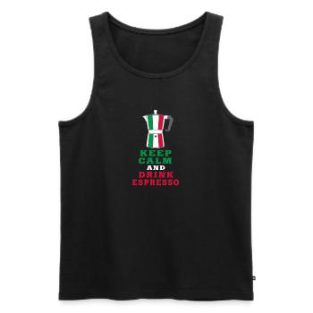 Keep Calm and Drink Espresso design / gift idea - Men's Premium Organic Tank Top - black - Front - AI Model Male 178 light (178cm)