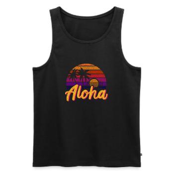 Aloha Retro - Männer Premium Bio Tank Top - Schwarz - Vorne - Michal (187cm)