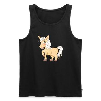 magique mignon poney radieux et en riant - Débardeur bio Premium Homme - noir - Devant - Michal (187cm)